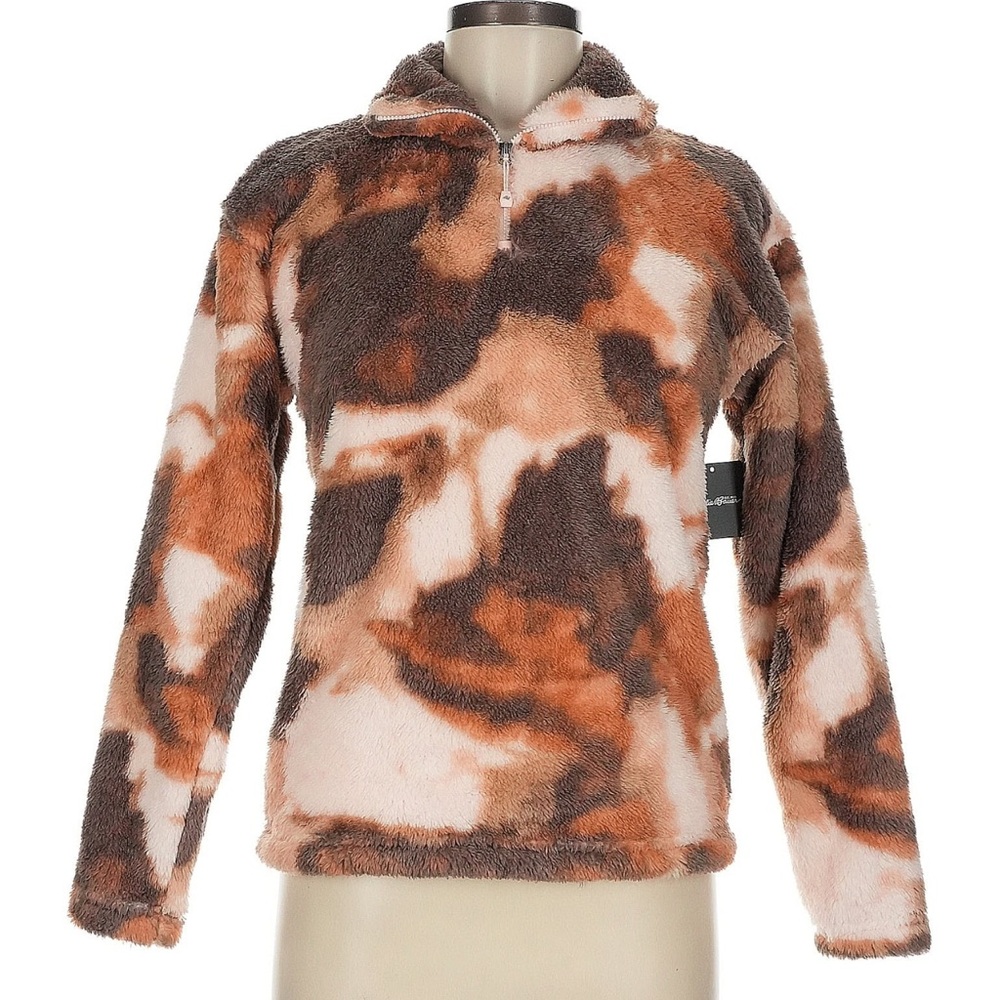NWT Eddie Bauer Quest Plush Fleece Quarter Zip Pullover Sweater Brown Size XS